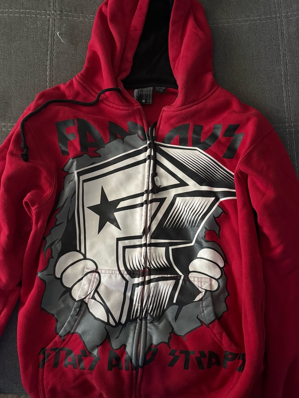 Famous Stars & Straps Black and Gray Skull Graphic Hoodie
